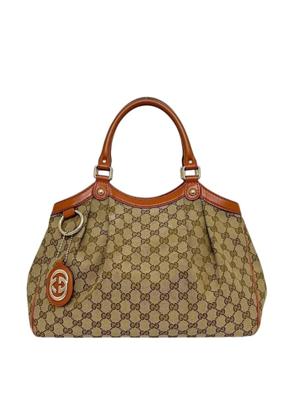 Gucci Tote Beige Orange GG Canvas Interlocking - Picture 1 of 10